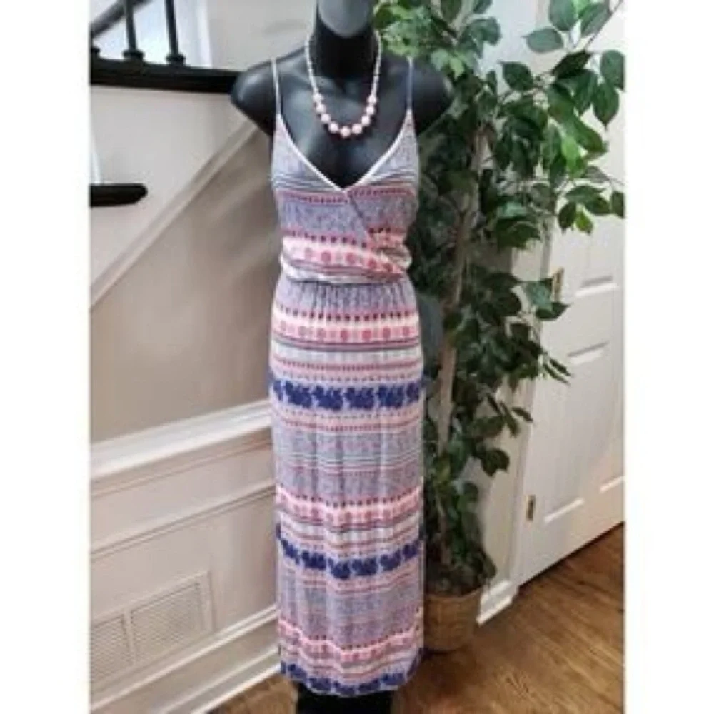 One Clothing Floral Print Deep V-Neck Maxi Summer Boho Dress Floral Midi Dress - Picture 4 of 4
